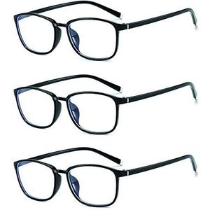 Suertree Anti-blauwe computer leesbril, blauw licht blokkerende bril anti-oogstrein bril Gaming Eyewear Vision Care Anti Glare Reader voor PC Laptop Gamer Pack van 3