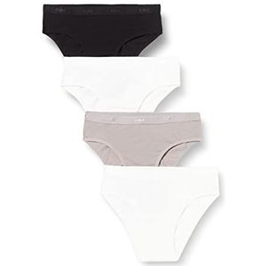 Dim Slipje voor meisjes, Les Pockets EcoDim katoen, 4 stuks, wit/grijs/zwart/wit, 16 Jaren