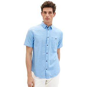 TOM TAILOR Heren 1036213 hemd, 31770-Blue Herringbone Structure, L, 31770 - Blue Herringbone Structure, L