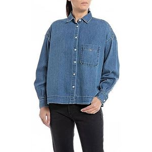 Replay Dames jeansblouse Comfort fit, 009, medium blue, XXS