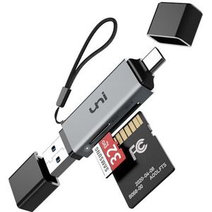 uni SD-Kaartlezer, USB-Kaartlezer 3.0, USB C-Kaartlezer Aluminium 2-in-1, OTG-Adapter, Kaartlezer USB C Compatibel voor SD/Micro SD/TF/SDHC/SDXC, Compatibel met Android/Windows/macOS etc.