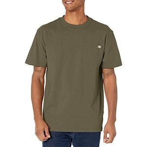 Dickies Heren korte mouw zwaargewicht ronde hals zak T-shirt Henley, zwart olijf, S