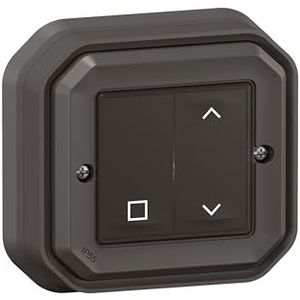 LEGRAND, Plexo New Connected natte kamer rolluikschakelaar, smart home, opbouwschakelaar, draadloos, batterijloos, Home+Control-app, IP55 - IK07 water- en schokbestendig, kleur: antraciet, 069883L
