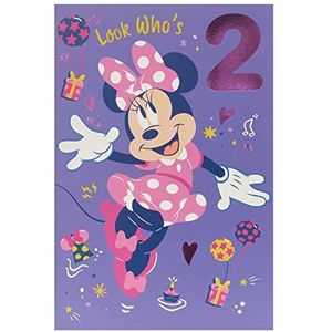 UK Greetings Disney 2e verjaardagskaart voor haar/meisje met envelop - schattig ontwerp - met Minnie Mouse