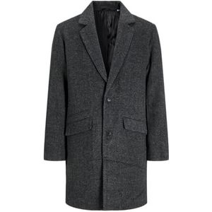 JACK & JONES Jjhays Wool Blend Coat mantel voor heren, Dark Grey Melange/Detail: HERRINGBONE, S