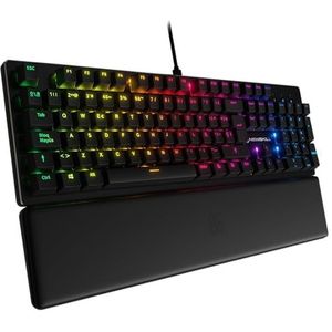 NEWSKILL Serike V2 Mechanisch Full Layout RGB-toetsenbord met lineaire hot-swap switches, metalen structuur en Spaanse magnetische polssteun, zwart