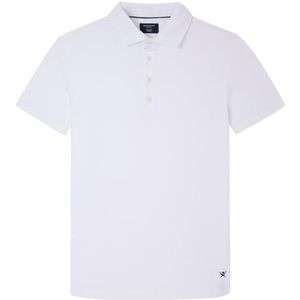 Hackett London Heren Grid Tailored Polo, Wit (Wit), XL, Wit (wit), XL