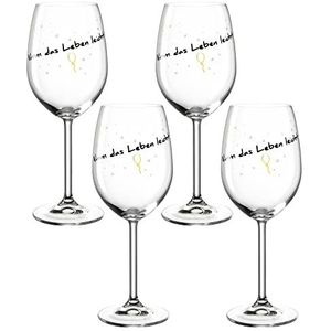 LEONARDO HOME Rodewijnglas PRESENTE set van 4 460 ml 'Neem het leven licht', 044513, glas, 180 milliliter