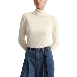 Marc O'Polo Denim damesshirt met lange mouwen van biologisch katoen met rolkraag, White Blush, XXS