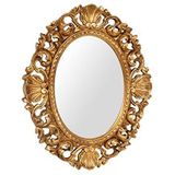 Biscottini Vintage spiegel 62 x 52 cm Made in Italy | Grote wandspiegel van massief hout | gouden spiegel met barok frame