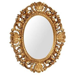 Biscottini Vintage spiegel 62 x 52 cm Made in Italy | Grote wandspiegel van massief hout | gouden spiegel met barok frame