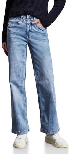 Street One - Wide Legs Jeans - Lichtblauw - Katoenmix