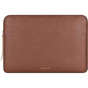 Comfyable Slanke laptophoes compatibel met 13 inch MacBook Pro 2022-2018 (M2 A2338 M1 A2251 A2289 A2159) & MacBook Air M2 2022 A2681 M1 2021 A2179 A1932, waterdichte tas van PU-leer, Bruin