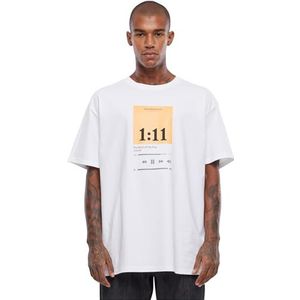 Mister Tee Upscale T-shirt voor heren, oversized, met print van 1:11, met print voor mannen, oversized fit, katoen, wit, 5XL