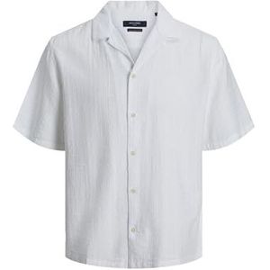 JACK & JONES Heren JPRBLURYAN Structure Resort Shirt S/S LN hemd, Bright White/Fit: oversized, L, Helder wit/pasvorm: oversized pasvorm, L