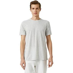 Koton Heren T-shirt met ronde hals, korte mouwen, slim fit, grijs (044), M