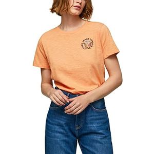 Pepe Jeans Dames Onix T-shirt, Oranje (Perzik), S