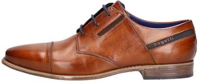 Bugatti - Veterschoenen - Cognac used - Blokhak - Avondschoen - Feestelijke Schoen met Stretch-inzetten