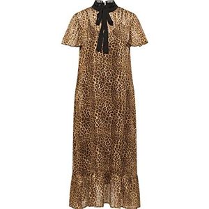 faina Dames midi-jurk met luipaardprint naemi jurk, bruin, XS, Braun, XS