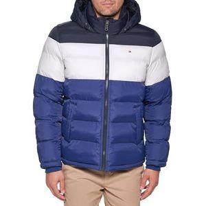 Tommy Hilfiger heren Down Alternatieve bovenkleding jas Klassieke Puffer Jas met capuchon, Bluebell Kleurblok, B08F46P6GZ