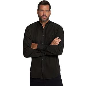 JP 1880 Heren grote maten oversized Menswear L-8XL jeanshemd, FLEXNAMIC®, lange mouwen, opstaande kraag, modern fit 813076, zwart, 4XL