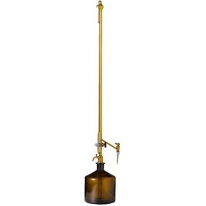 Hirschmann Duran Titreerapparaat zonder buretfles, glazen kraan aan de zijkant met tussenkraan, klasse B, bruin glas, wit gegradueerd, inhoud 25 ml, 0,05 ml verdeling, 500 mm schaallengte
