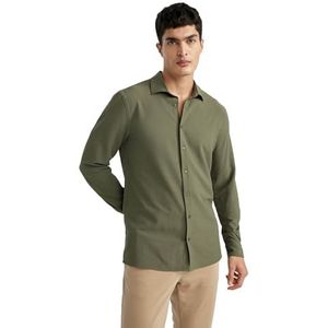 DeFacto Vrijetijdshemden en klederdrachthemden voor heren, klassiek herenoverhemd, Kaki, S