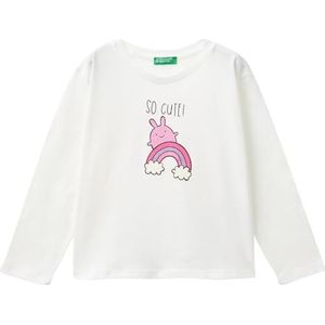 United Colors of Benetton T-shirt voor meisjes en meisjes, Wit, 5 jaar