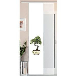 Gordijnbox, paneelgordijn, paneelgordijn, wilde zijde look en voile paneel, polyester, bonsai, 245 x 45 cm, 2 stuks