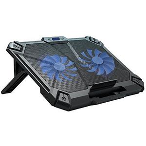 Cosmic Byte Comet Laptop Cooling Pad, Dual 140 mm Fans, LED Lights, Fan Speed Adjustment, USB Ports, Support Upto 17"" Laptops (Blue)