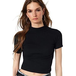 Trendyol Black Crop gebreide blouse voor dames, medium