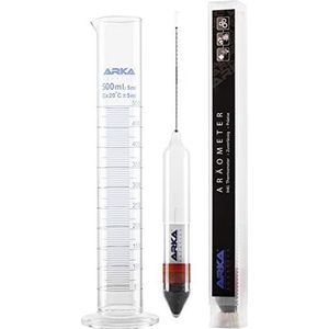 ARKA areometerset | dichtheidsmeter incl. thermometer & meetcilinder - voor elk zeewateraquarium, meetinstrument veilig en eenvoudig te gebruiken, ook geschikt voor laboratoriumgebruik. | 1 stuk