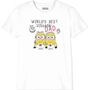 Minion Mosters World's Best Dad Sketech BOUTMINTS023 T-shirt voor jongens, wit, maat 08 jaar, Wit, 8 Jaren