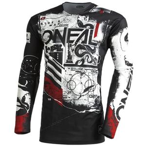 O'NEAL | Motocross Shirt Met Lange Mouwen MX MTB Mountainbike | Lichtgewicht Materiaal, Ergonomische Slim Fit voor een Perfecte Pasvorm | Mayhem Scarz V.22 Jersey | Adult | Zwart Wit Rood | Maat S