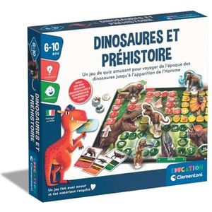 Clementoni Dinosaurussen en prehistorie, bevat 1 dienblad, 4 pionnen, 1 rol, 50 kaarten en 36 chips. | 6 jaar | 52799, meerkleurig