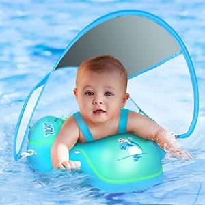 LAYCOL Zwemband met zonnescherm, zwemring, zwembad, zonder kantelen, voor kinderen en baby's van 3 tot 36 maanden, L, groen