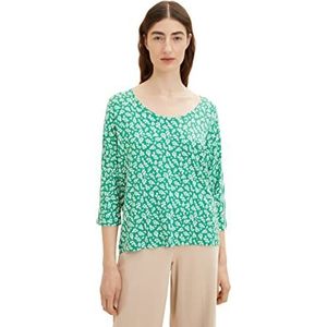 TOM TAILOR Dames T-shirt 1035463, 31117 - Green Floral Design, XL