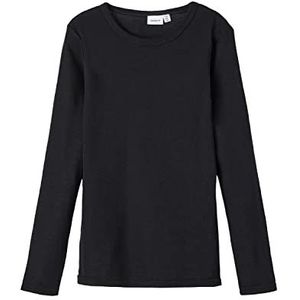 NAME IT Jongens NKMWANG Wool Rib LS TOP XXIII shirt met lange mouwen, zwart, 122/128, zwart, 122/128 cm