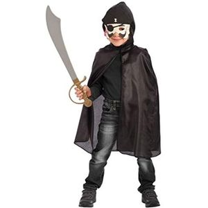 Carnival Toys 744 - set piratencape met capuchon masker en zwaard, zwart