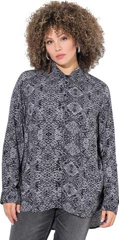 Ulla Popken - Blouseshirt - Grafiet - Lange Mouw - Normale Pasvorm