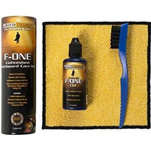 MusicNomad F-ONE Onafgewerkte Fretboard Care Kit - Olie, Doek, Borstel (MN125)