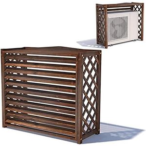 Houten Airco Covers Outdoor, Bloemenstandaard Outdoor Shell Blinds, Air Conditioner Buitenframe Beschermhoes, Massief Hout/Anti-corrosie, Bruin (Size : 86x35x80cm)