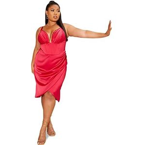 Chi Chi London Dames plus size korset stijl bodycon jurk in roze speciale gelegenheid, roze, 52 grote maten