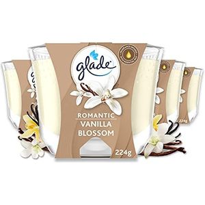Glade (Brise) Langdurige geurkaars in glas, romantische vanilla, tot 39 uur brandduur, 4 stuks (4 x 224g)