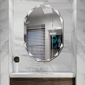 SNUGACE Enkele afgeschuinde rand frameloze wandmontage badkamer ijdelheid spiegel, 24"" X 36""|zilver|