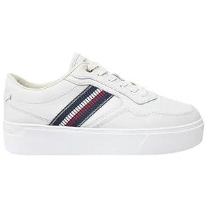 TOMMY HILFIGER - Sneakers - Wit - Leer - Platte Hak - Sluiting: Veters