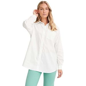 NA-KD Oversized basic shirt voor dames, Wit, 70