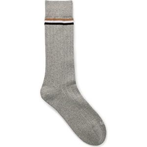 BOSS Heren BS Rib Stripe CC Boot Socks, Silver40, 39-42