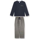 Jongenspyjama blauw | Hoogwaardige en comfortabele pyjama van katoen voor jongens. Lange mouwen pyjama met ruitbroek | Pyjamaset voor jongens, blauw, 128