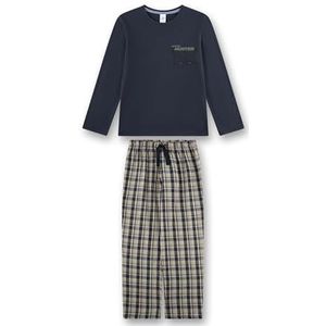 Jongenspyjama blauw | Hoogwaardige en comfortabele pyjama van katoen voor jongens. Lange mouwen pyjama met ruitbroek | Pyjamaset voor jongens, blauw, 128